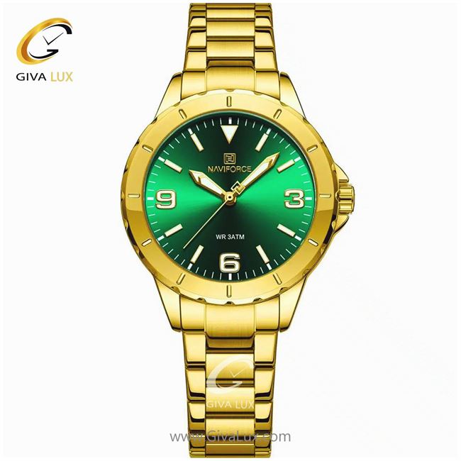 ساعت مچی اورجینال زنانه ناوی فورس|Naviforce|نوی فورس|نیوی فورس طلایی | طلایی| سبز| کد رفرنس NF5022